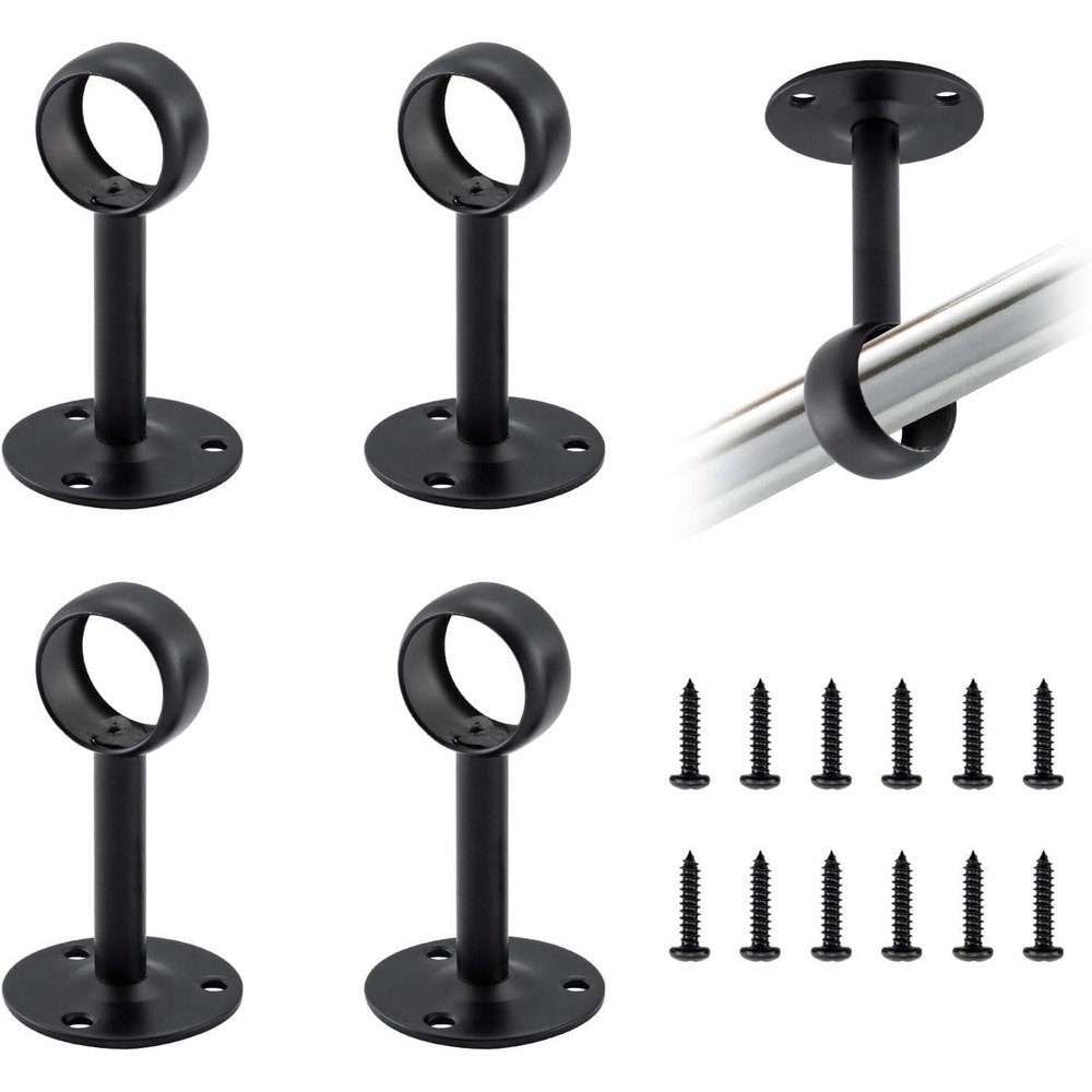 Set of 4 Home Master Hardware Black Ceiling-Mount Curtain Rod Brackets - Heavy D